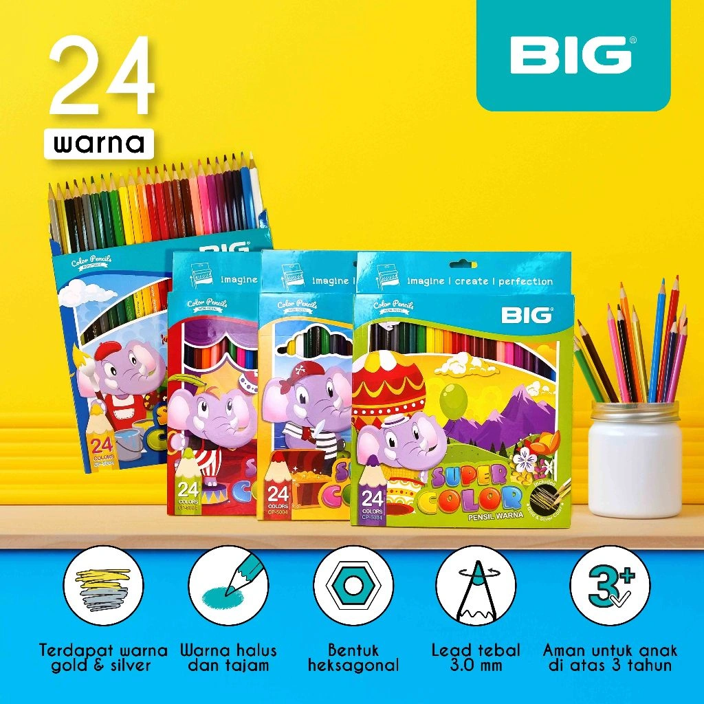 BIG Pensil Warna Set Lengkap 24 Panjang CP-5004