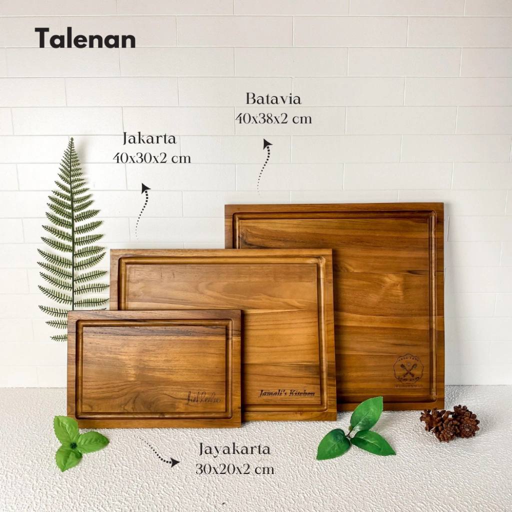 Talenan Kayu PREMIUM (FREE UKIR Nama/Logo) | Takakan Kayu Rustic | Tatakan Kayu Edge Line