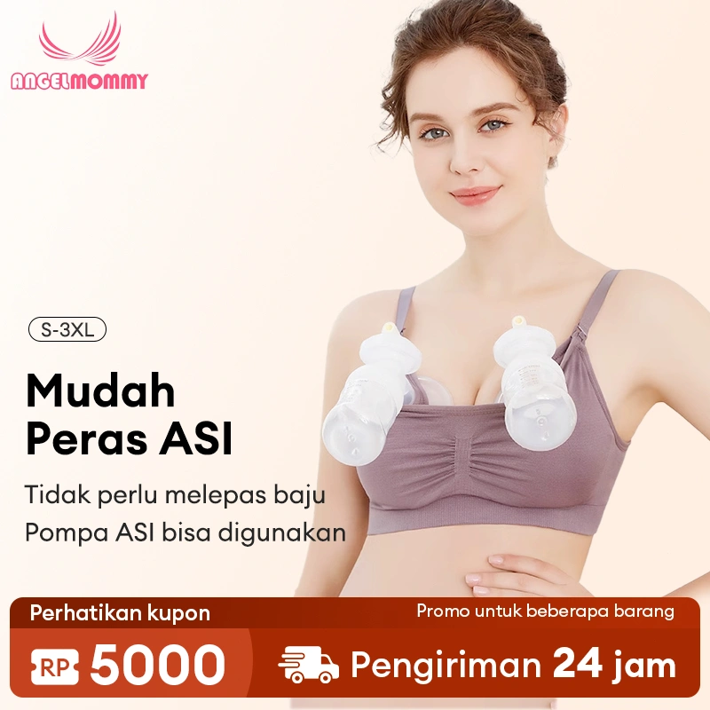 ANGEL MOMMY Bra Menyusui Dengan Kancing Atas Bra Menyusui Handsfree Pompa ASI