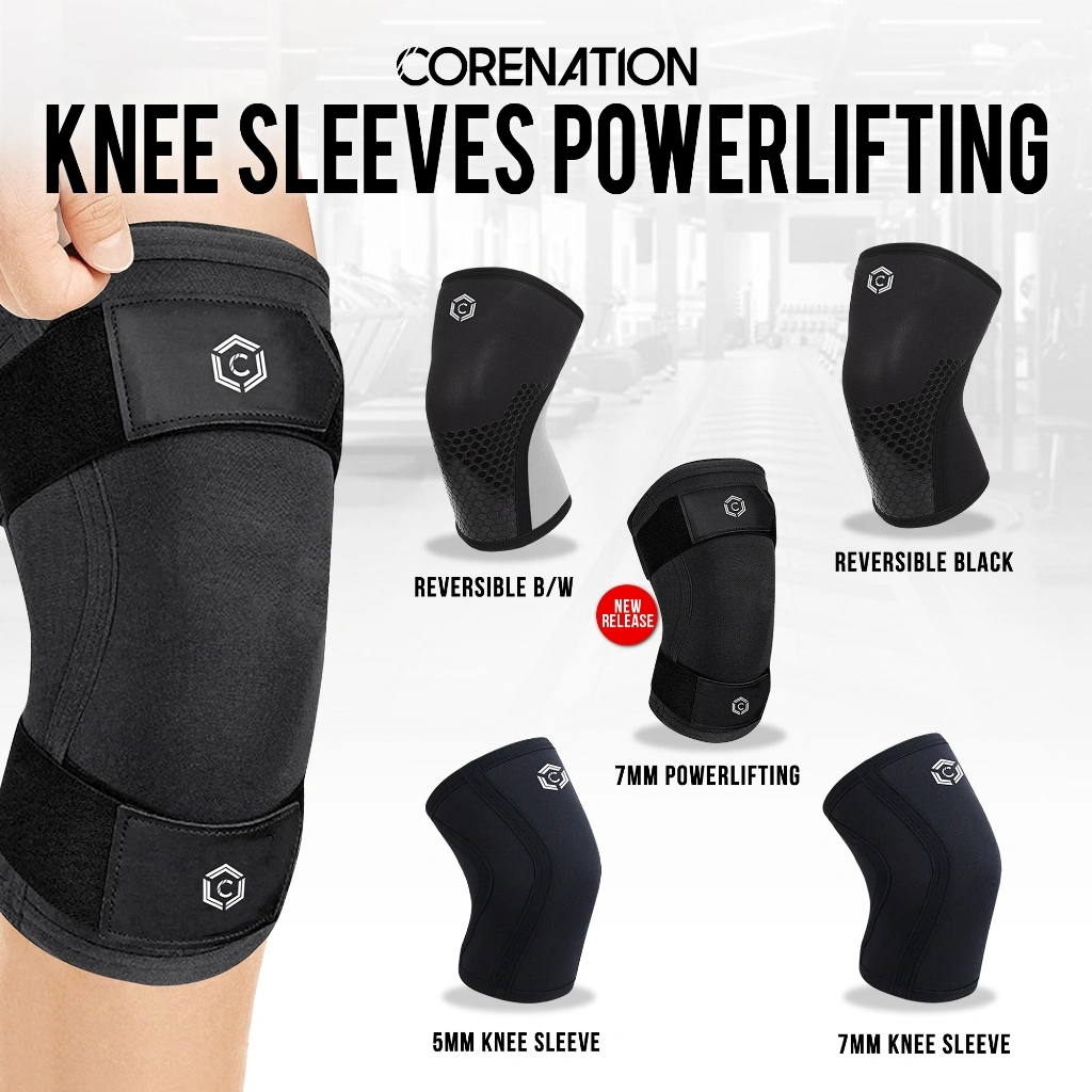 CoreNation Premium Knee Sleeves Powerlifting Fitness Sleeve Wrap Gym 7mm | Deker Pelindung Lutut | Knee Compression Pad Sleeve | Knee Support Brace