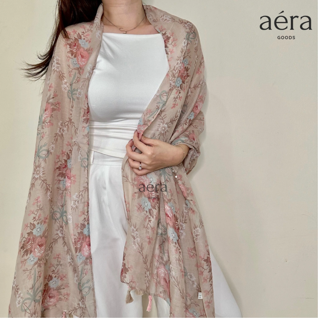 AERA kain shawl pasminah wanita scarf kerudung instan floral SYL 07