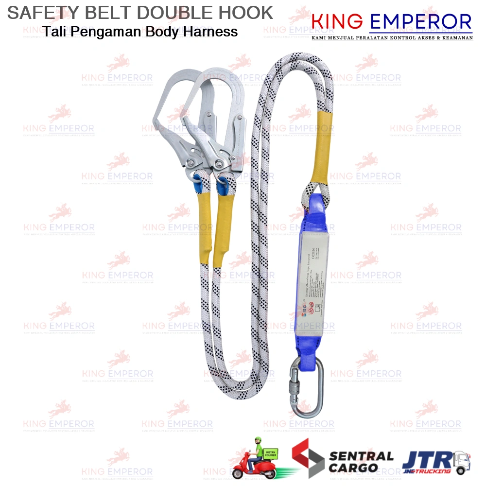Safety Belt Absorber Lanyard Double Big Hook / Tali Pengaman Panjat Tebing