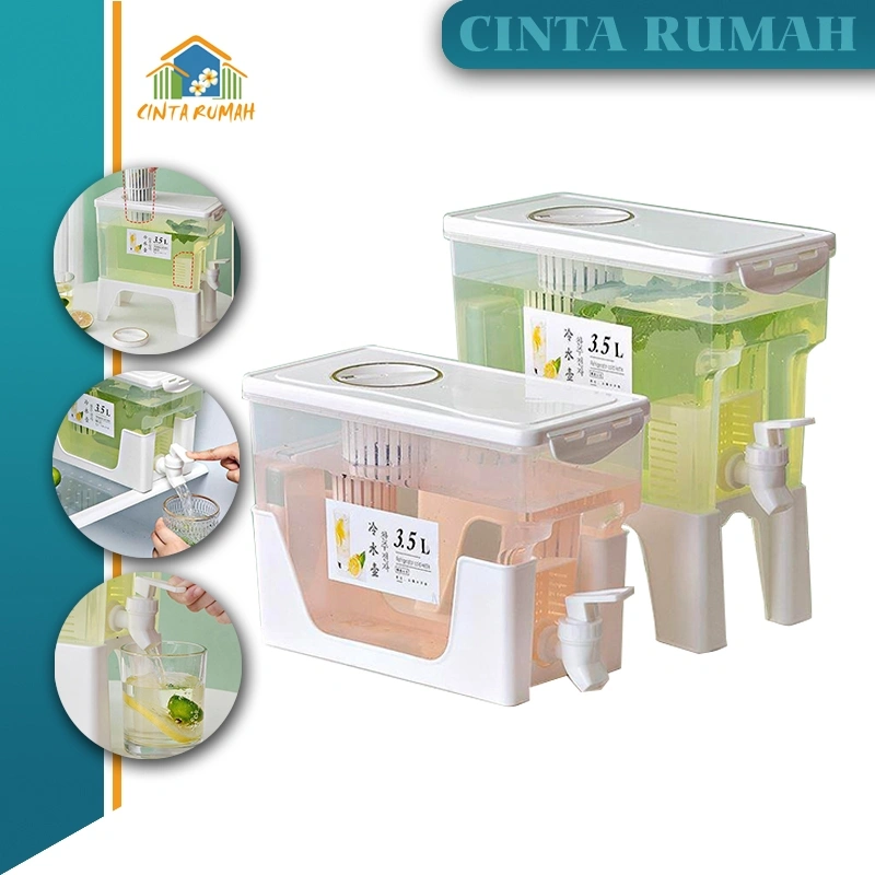 Dispenser jus 3.5L /6.5L Dispenser Air Minum Jus Juice Botol Minum Galon Kulkas/ Dispenser Air Mini 3,5 Liter Tempat Air Kran 3,5 Liter Bucket Portable