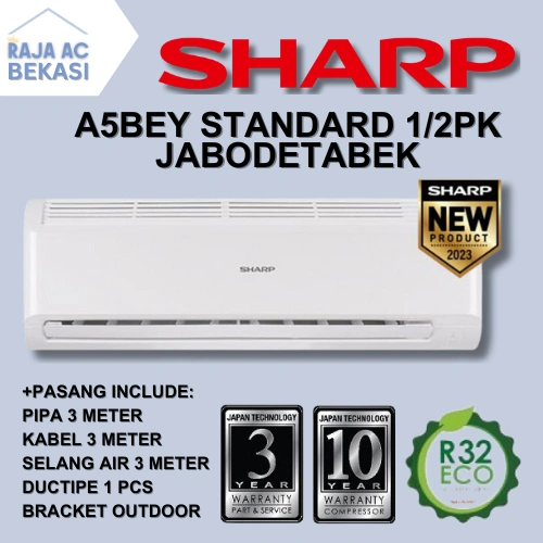 PROMO AC Sharp 1/2 PK A5BEY STANDARD FREE PASANG + AKSESORIS Raja AC Bekasi