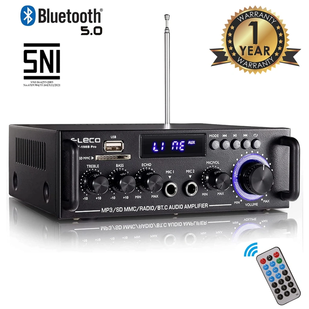 Amplifier Karaoke Bluetooth garansi 1 tahun EQ Audio Karaoke Home Theater FM Radio