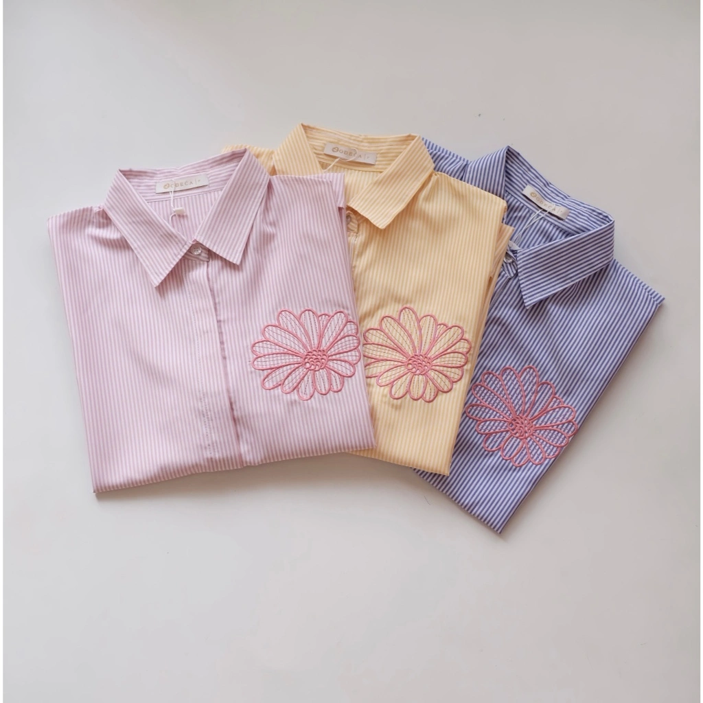 Odeca | Kemeja Floral Stripe | Kemeja Floral Polos | Atasan Wanita