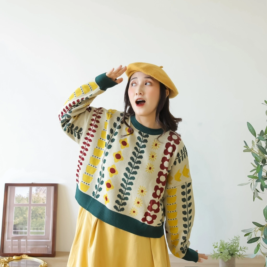 Midun.project - Lovy Crop Knit Atasan Rajut Wanita Korean Style