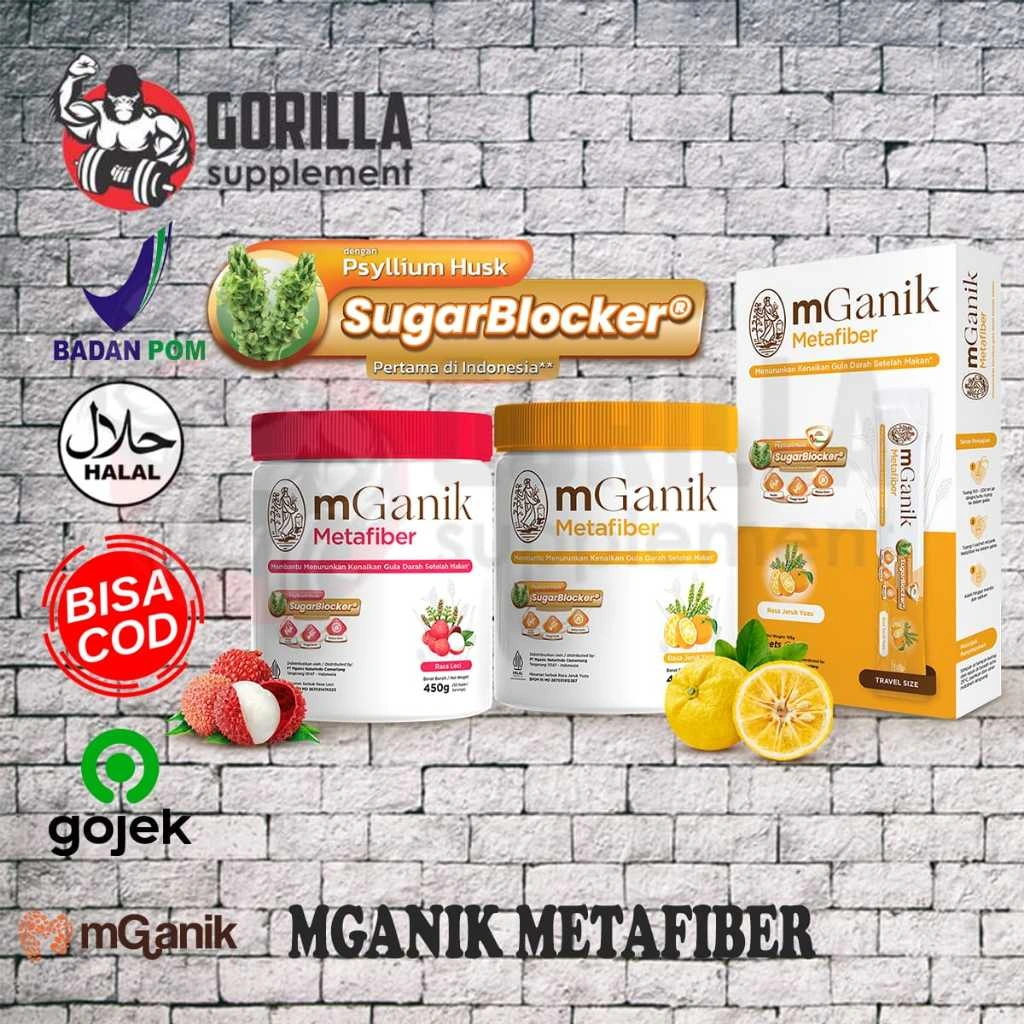 mGanik METAFIBER Rasa Leci | Jeruk | Cocopandan 450 GRAM Suplemen Diabetes Sugar META FIBER Minuman Serat Diet Sehat BPOM