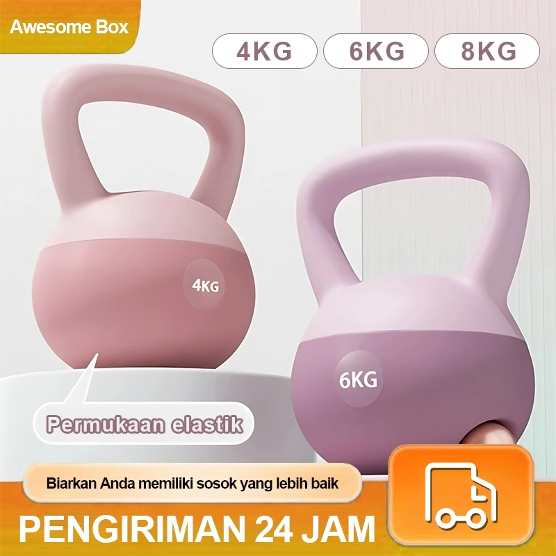 Awesome Box Kettlebell Lunak 4/6/8kg | Dumbell Set | Peralatan Kebugaran Rumah | Lembut Dumbbell Wanita Dumbel Kebugaran Rumah Latihan Beban