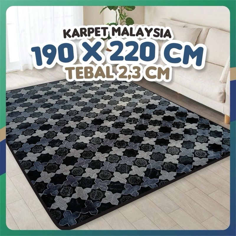 [2,3CM] Karpet Malaysia Jumbo 220x190 Tebal 2,3cm Premium Antislip Viral