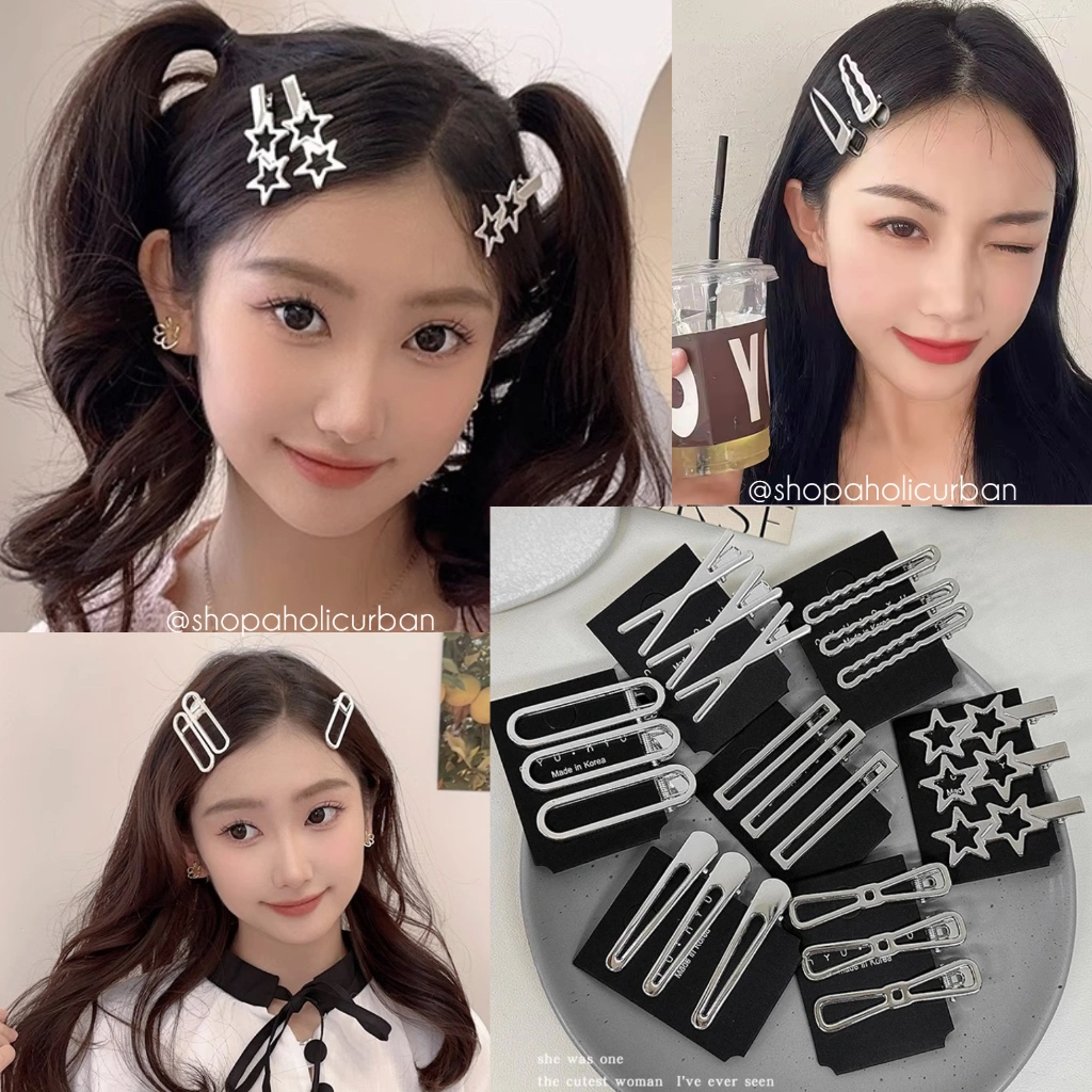 [3pcs/set] Jepit Rambut Korea isi 3pcs Jepit Rambut Ala Korea Jepitan Rambut Ala Korea Hair Clip Jepitan Silver Jepitan Poni Lucu Jepitan Murah Lucu Jepit Rambut Bentuk Bintang Silver Hair Clip
