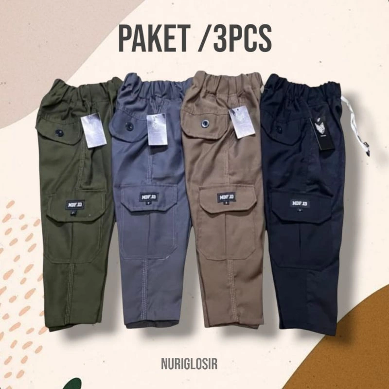 PAKET/3 PCS CELANA PANJANG CARGO ANAK USIA 1-12 TAHUN CARGO CHINO ANAK LAKI LAKI BAWAHAN ANAK PREMIUM