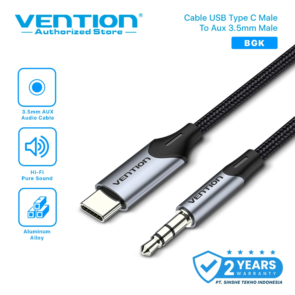 Vention Kabel Usb Type C to Aux 3.5mm Male