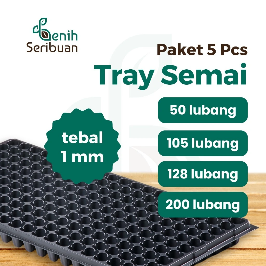 Benih Seribuan - Paket Tray Semai 5 pc Pot Tray Tebal 1MM Lubang 200 128 105 50 Media Tanam Semai Benih