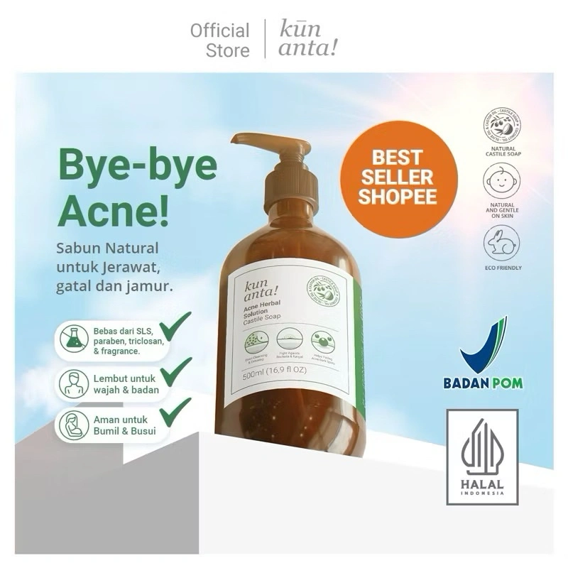Sabun Natural Jerawat, Gatal & Jamur - Acne Herbal Solution Kun Anta! - Jerawat Punggung & Wajah