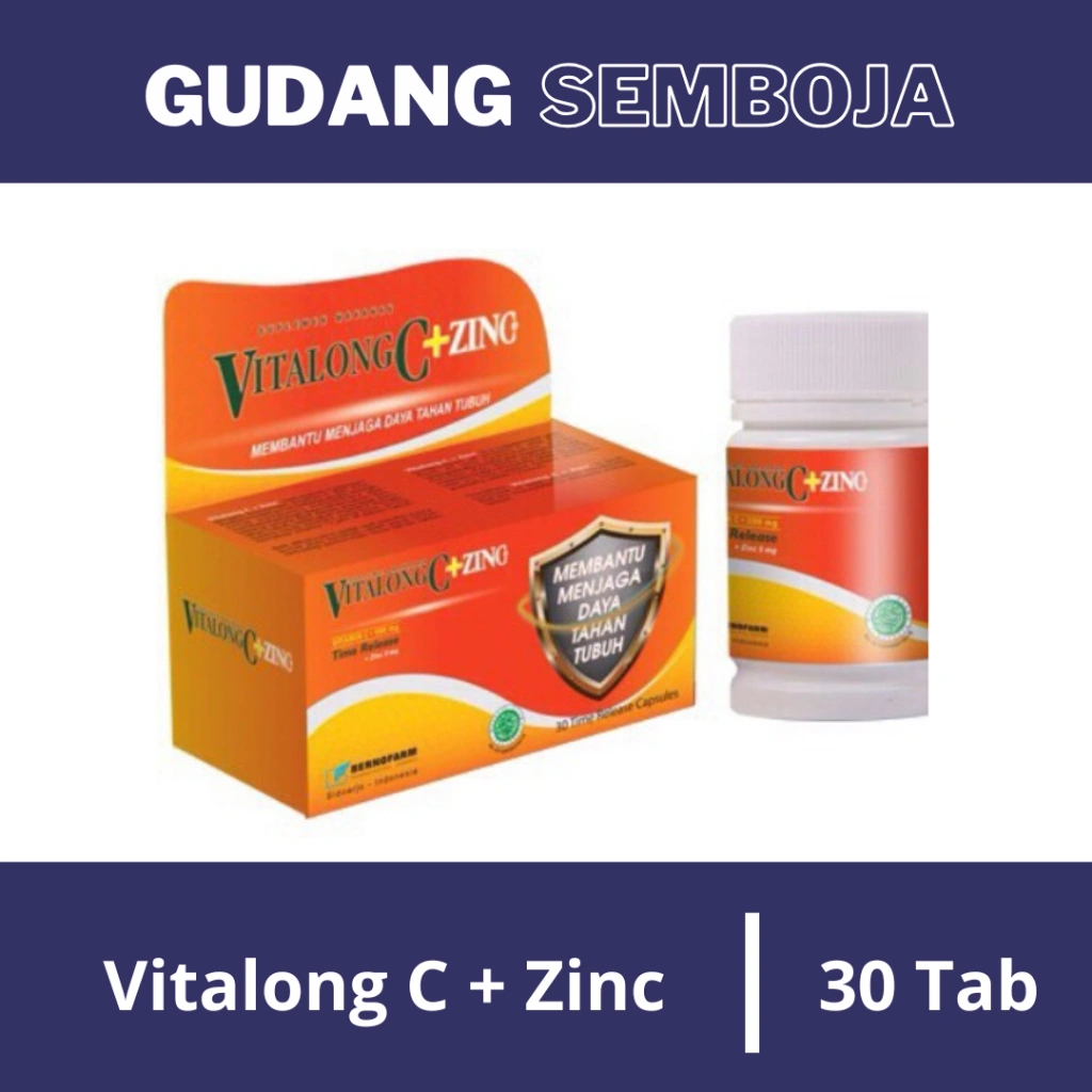 Vitalong C + Zinc Botol Isi 30 Kapsul / Suplemen Vitamin C dan Zinc Untuk ImunTubuh