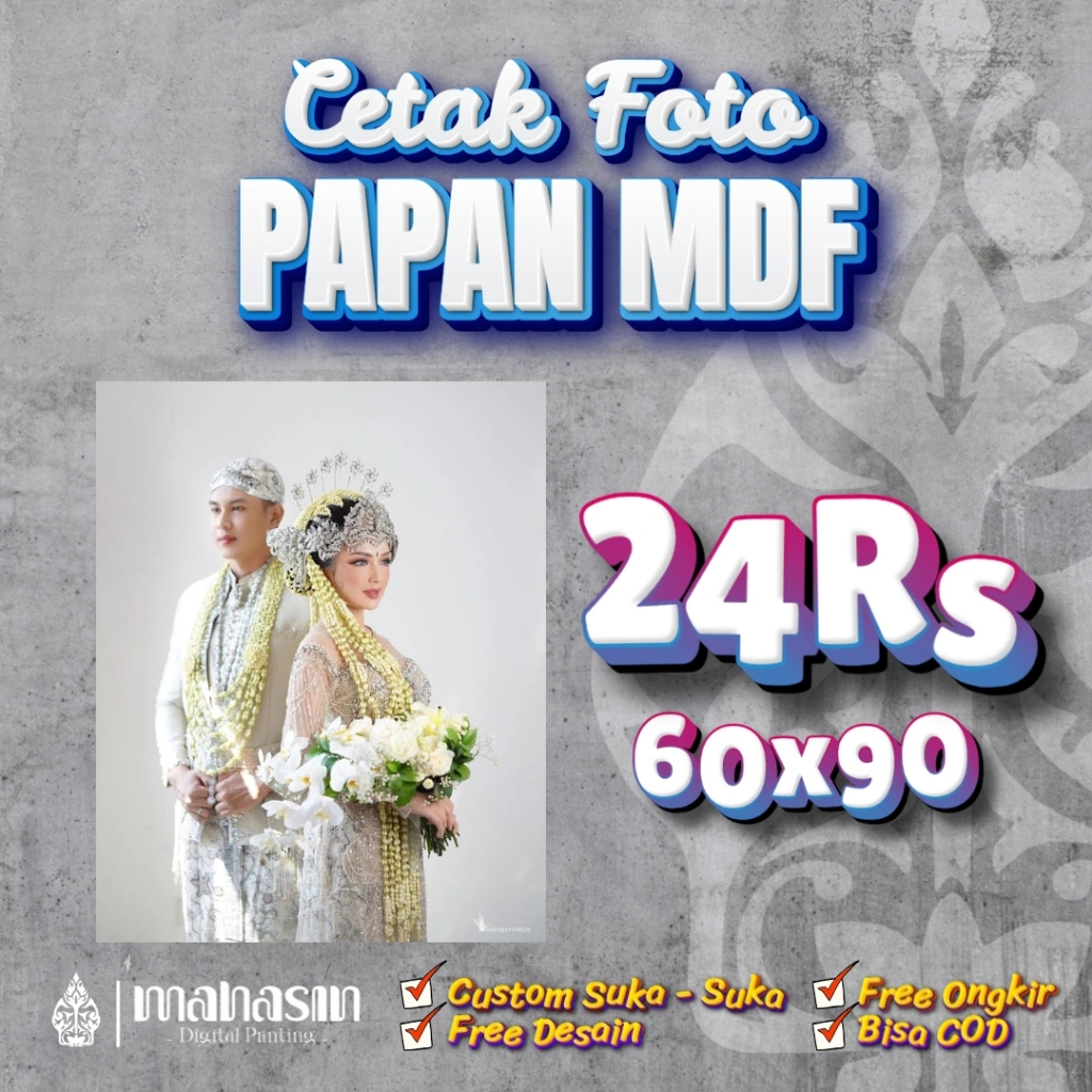 CETAK FOTO MEDIA PAPAN MDF PREMIUM FULL HD 24RS 60x90 FREE EDITING BUY 3 GET 1