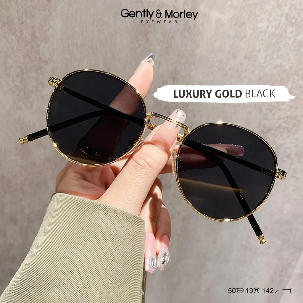 Gently Morley Kacamata Hitam Anti Silau Sunglasses Polarized UV400 Fashion Pria Wanita Model Shape Round Material Metal ZY-1915