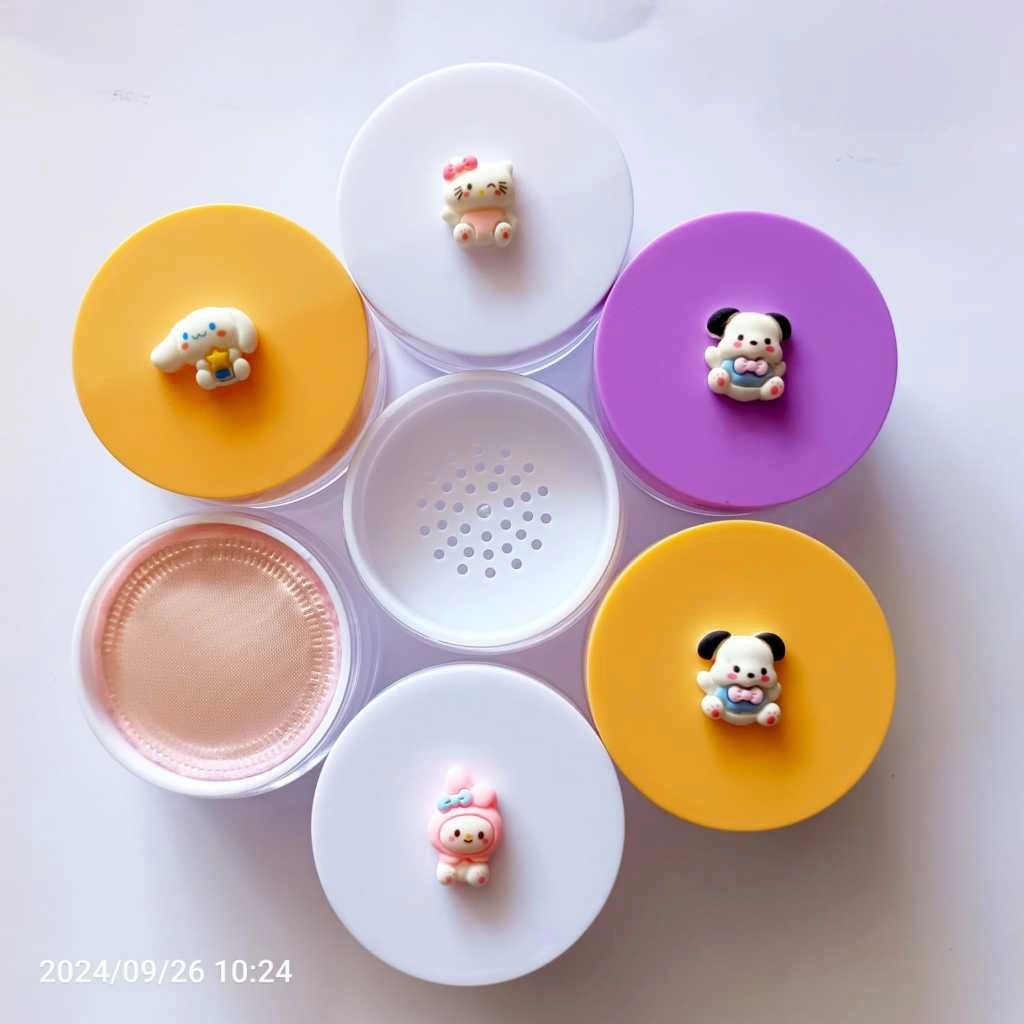 Pot Bedak Tabur Karakter + Puff / Tempat Bedak Kuromi Melody