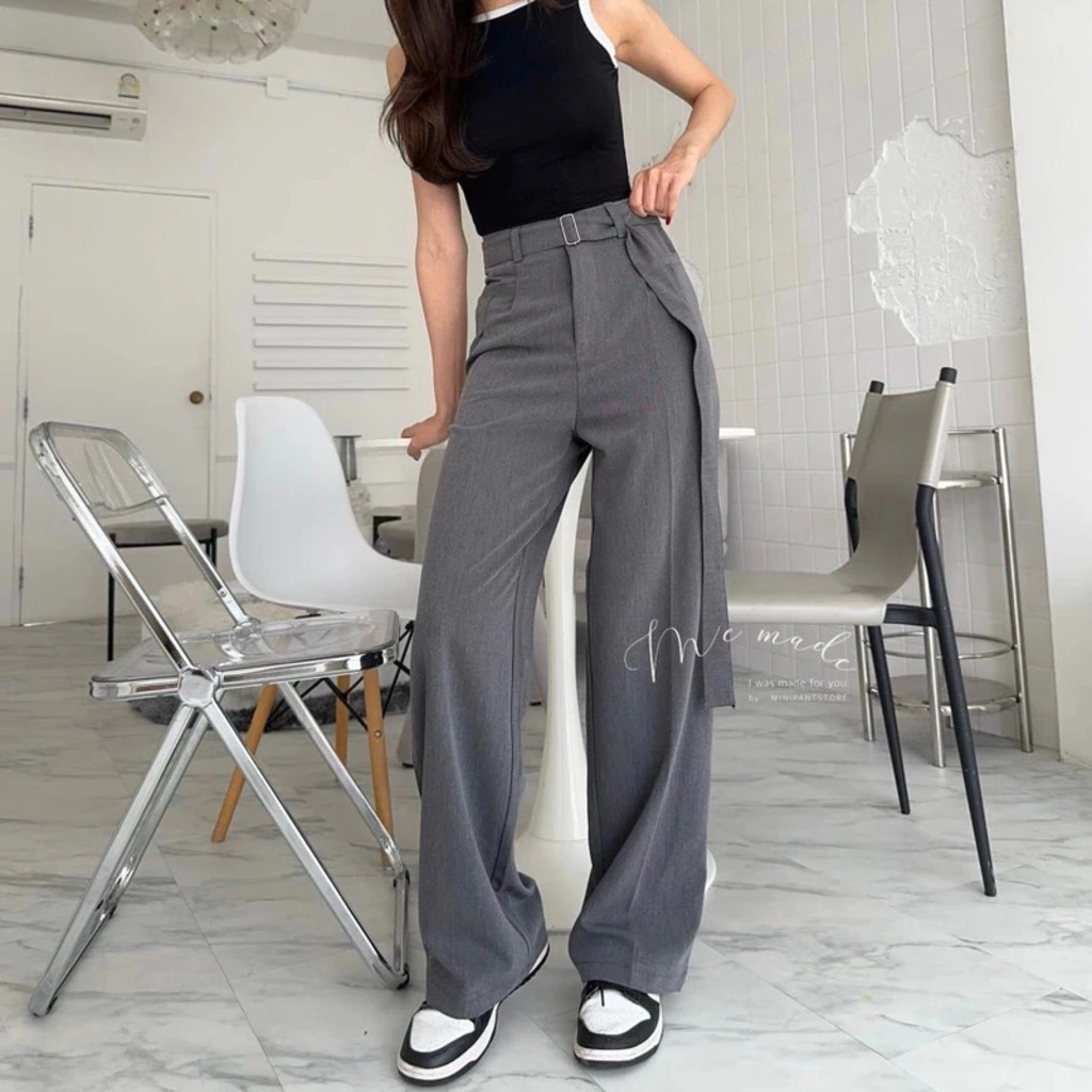OBI PANTS - Celana Highwaist Trousers Loose Pants - Celana Kulot Wanita Kantor Formal Anti Kusut Casual