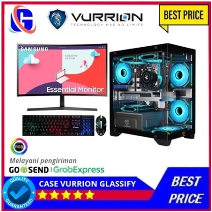 PC Gaming Fullset AMD Ryzen 5 5600GT SSD 128GB lengkap LED 24 FHD 144Hz Keyboard Mouse GAMING