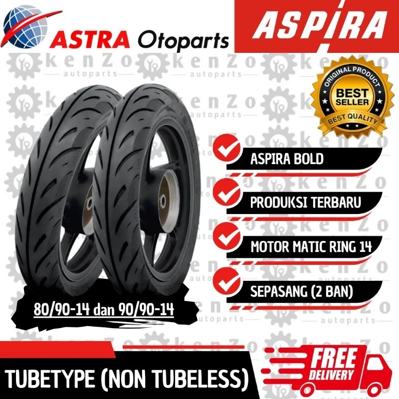Paket Ban Tubetype Bold 80/90-14 90/90-14 Semua Jenis Motor Matic Ring 14 Non Tubeless Original Aspira