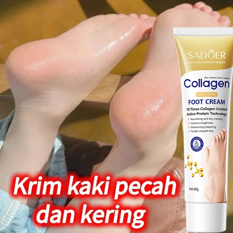 Collagen Foot Cream 60g Krim Kaki Pecah Dan Kering Dan Kasar Ampuh foot cream 100% Original Perbaikan Anti Kering Retak Perawatan Kulit - Mencegah Kekeringan Mencegah Kaki Retak Krim Pelembab Dalam Krim Perawatan Kaki Krim Tumit Kaki Kapalan Pecah Kasar