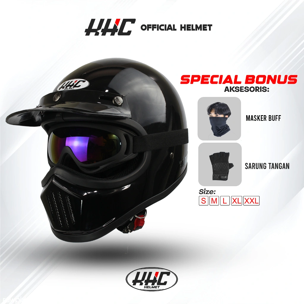 KHC Helm Cakil Fullface Pet Gogle FREE ST+BAF MASKER