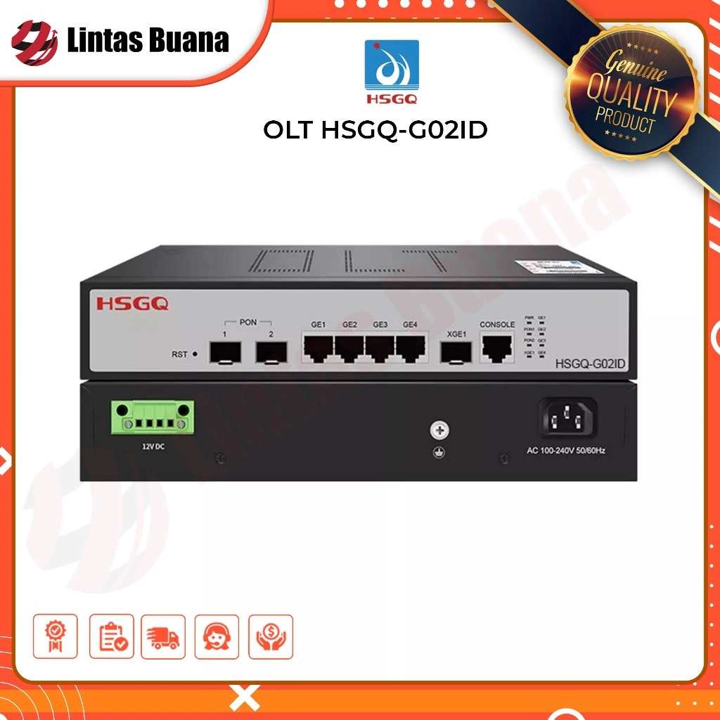 OLT GPON HSGQ-G02ID 2 Port GPON OLT 10G Uplink AC+ 12V DC, Non SFP