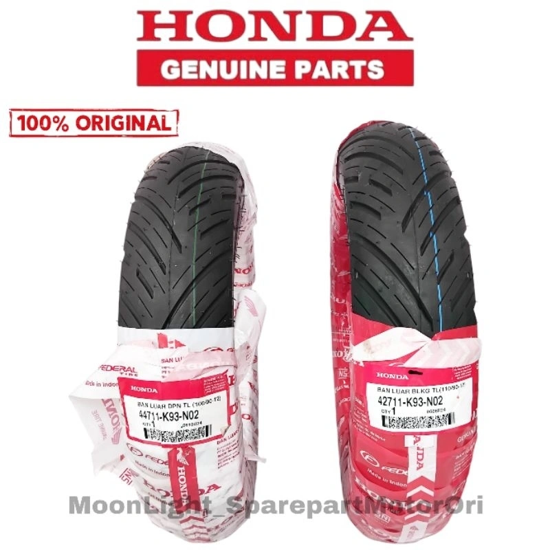 BAN LUAR SCOOPY RING 12 DEPAN BELAKANG FREEGO TUBLESS ORI HONDA FEDERAL AHM 100/90-12 110/90-12