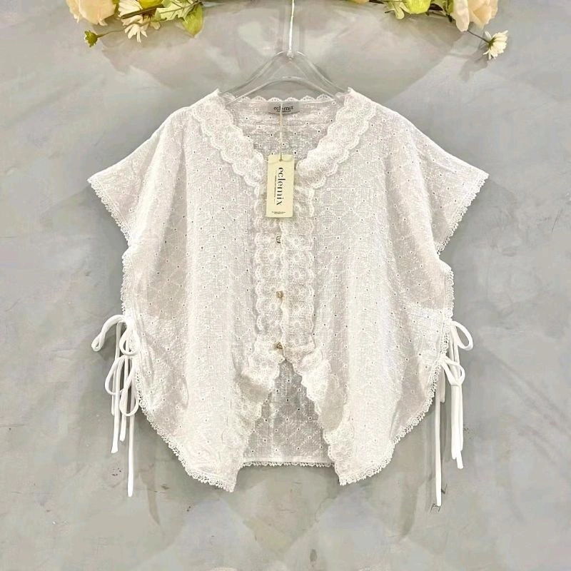 MIAMI VEST OUTER BRUKAT ROMPI warna putih katbol bordir