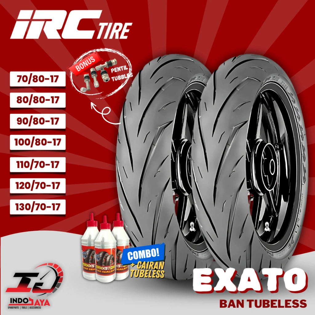 [READY COD] BAN LUAR TUBELESS IRC EXATO NR88 (70/80-17 - 80/80-17 - 90/80-17 - 100/80-17 - 110/70-17 - 120/70-17 - 130/70-17 -150/60-17) BAN MOTOR BEBEK SPORT JUPITER / SATRIA / CBR / VIXION / SONIC / DEPAN BELAKANG / NR-88 / NR 88 / TUBLES