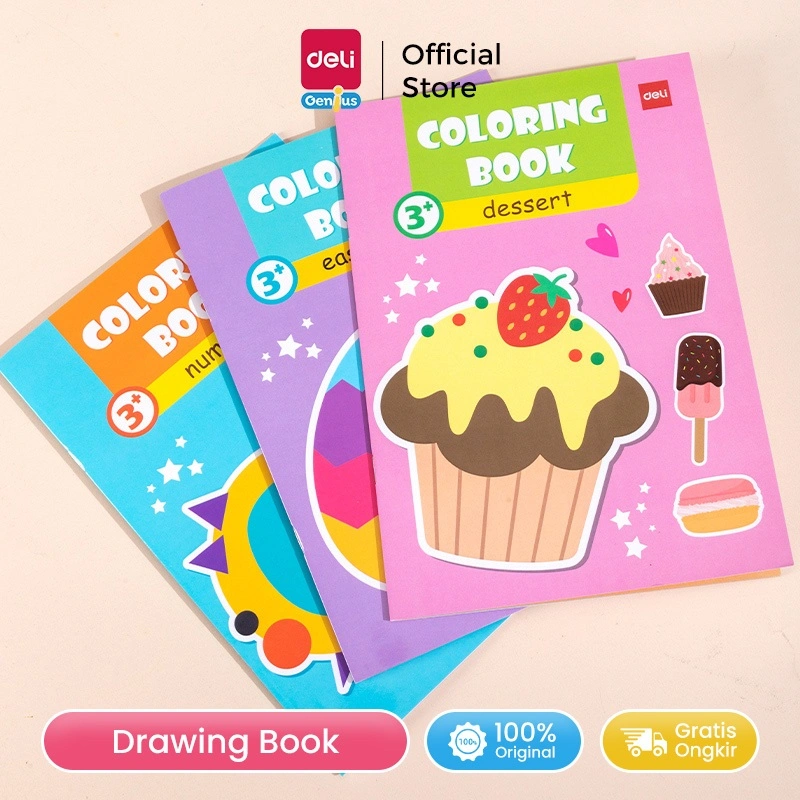Deli Coloring Book / Buku Mewarnai A5 16 Motif Kertas Tebal EN06X
