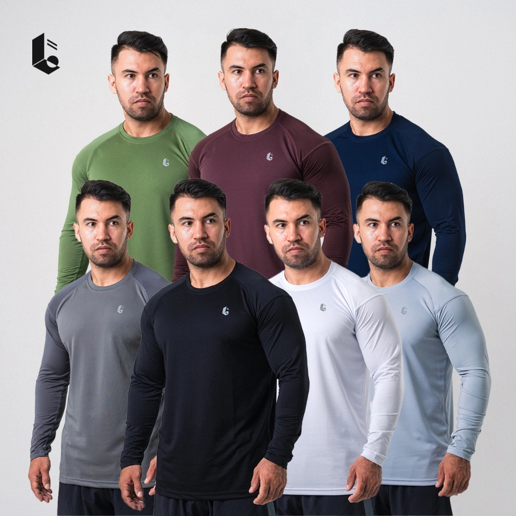Lockerwear Baju Olahraga Pria Lengan Panjang Sport Long Sleeve Fitness Gym Lari Running Jogging Slim Quick Dry Fit Stretch
