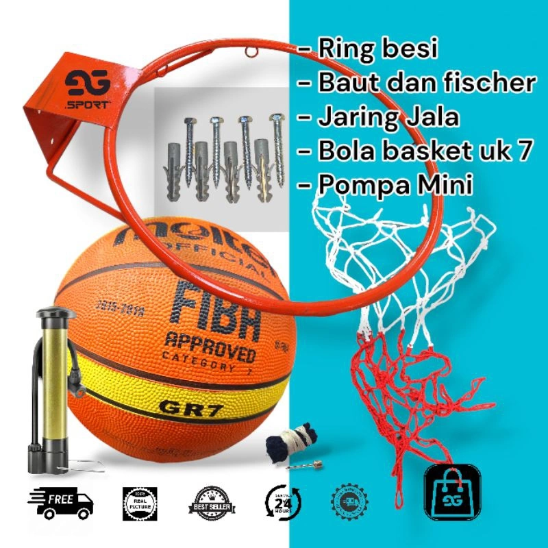 AG RING BASKET SINGLE Bahan Besi Beton Dan BOLA BASKET Sepaket POMPA TERMURAH