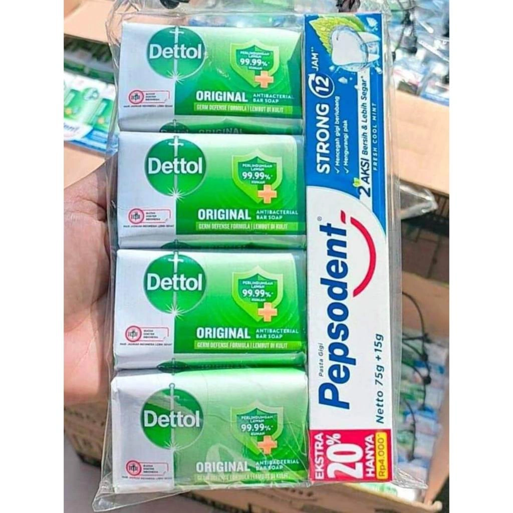 PAKET HEMAT 2 PCS PEPSODENT STRONG + 3 PCS SABUN DETTOL
