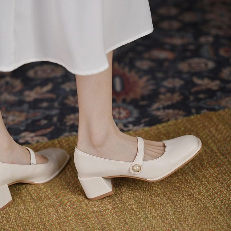 FINDAL Sepatu Heels Wanita 5cm Mary Jane Shoes Kasual Block Hils KI-011