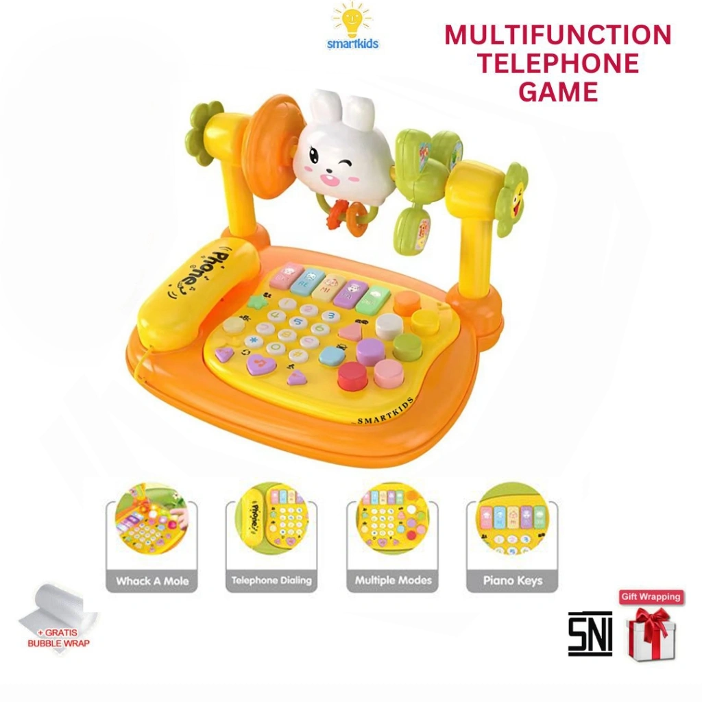 Mainan Edukasi Bayi Simulasi Telepon Game Multifungsi Musik Piano Bunyi Nada Cahaya Belajar Angka Bahasa Inggris Alfabet Motorik Kreatif Logika Anak Telephone Fun Toy Montessori
