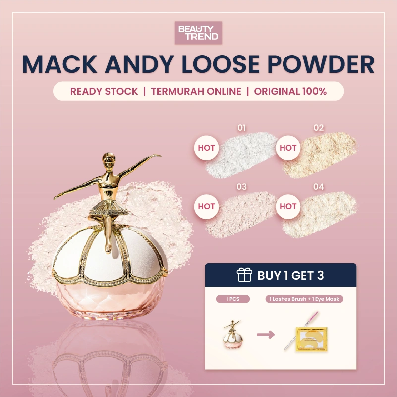 [READY ORI] Mack Andy Loose Powder Ballet Setting Powder Halus Oil Control Douyin Tahan Lama