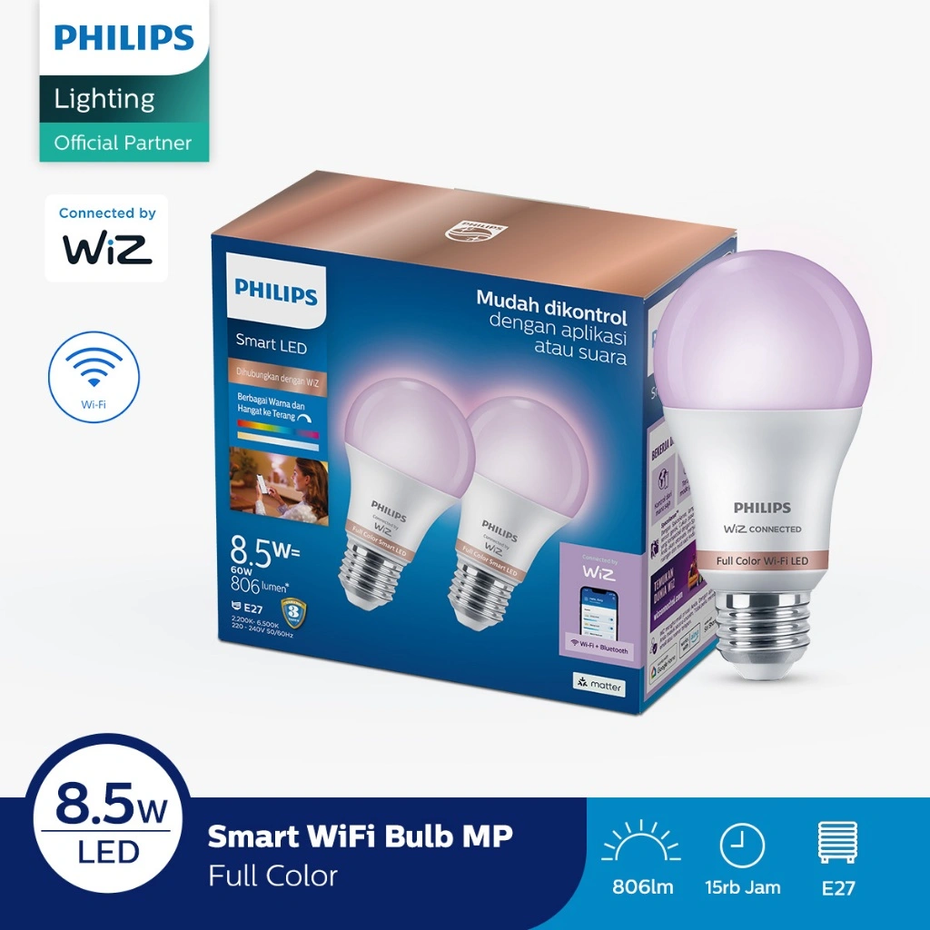 Philips Lampu Smart Wifi LED Multipack 8.5W - Tunable Color (Warna)