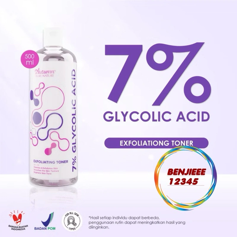 Autumn Glycolic Acid 7% 500ml Toning Solution Exfoliating Toner (white) 500 ML autumn AUTUMN GLYCOLIC ACID glycolic acid 7% TONER toner exfoliating aksfoliasi