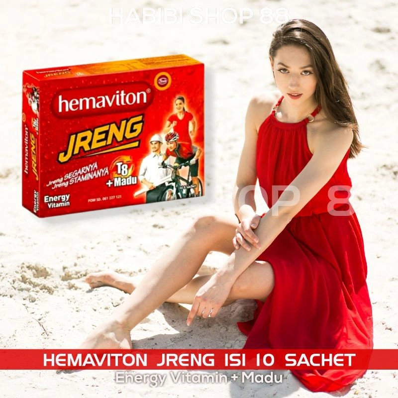 Hemaviton JRENG Energy Vitamin dengan Madu Original 100% 1 Boks Isi 10 Sachet Minuman Serbuk Energi Vitamin untuk Menjaga Stamina JRENG Segarnya Jreng Staminanya