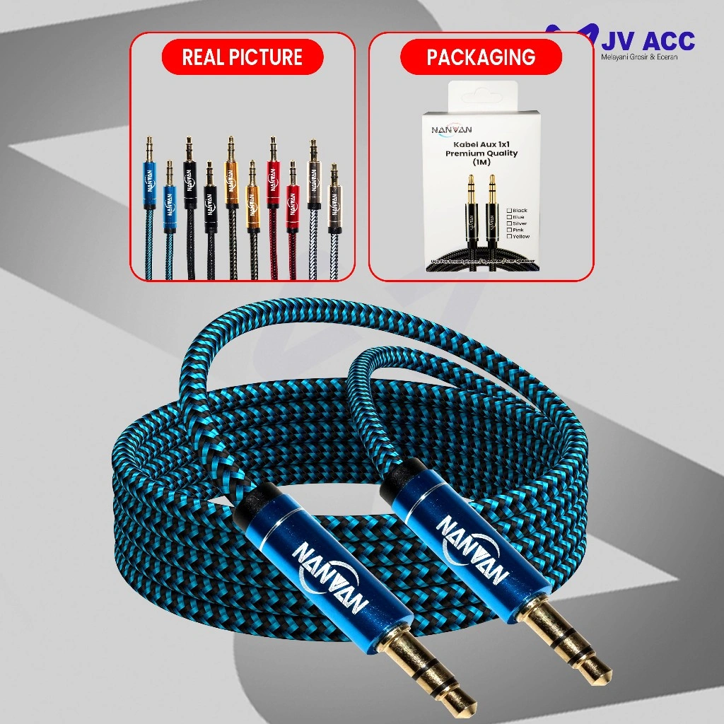 NANVAN KABEL AUDIO AUX METAL 1X1 JACK 3.5MM DARI HP KE SPEAKER / MOBIL PREMIUM QUALITY