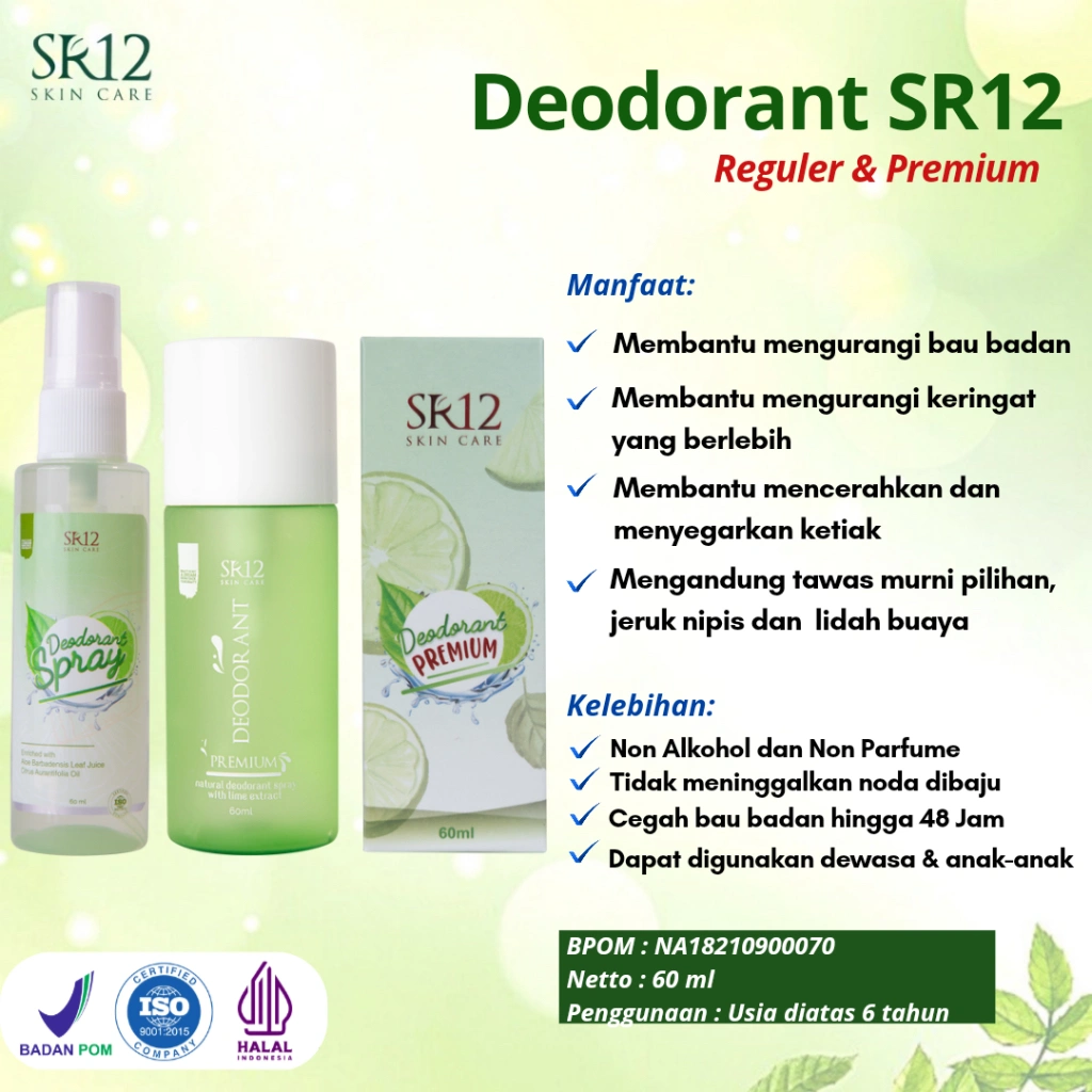 Deodorant Spray SR12 Ampuh Atasi Bau Ketiak dan Mencerahkan Aman Digunakan BPOM Tahan 48 Jam