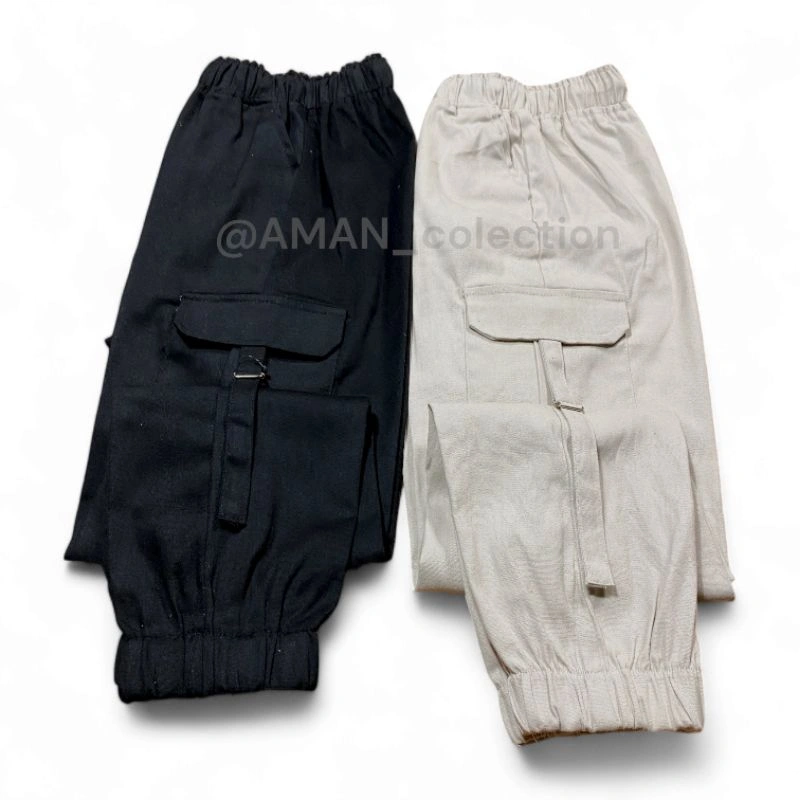 Celana Cargo Jogger Wanita Jumbo Bahan Twill Combed Melar Adem  Size M-L-XL-XXL-XXXL