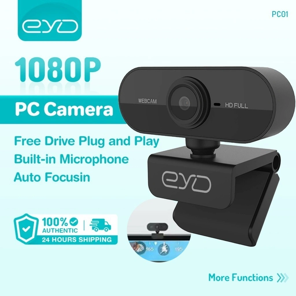EYD Webcam Laptop USB Camera PC Full HD 1080P with 360 Degree Rotation and Microphone Live Webcam Zoom Conference Camera PC01