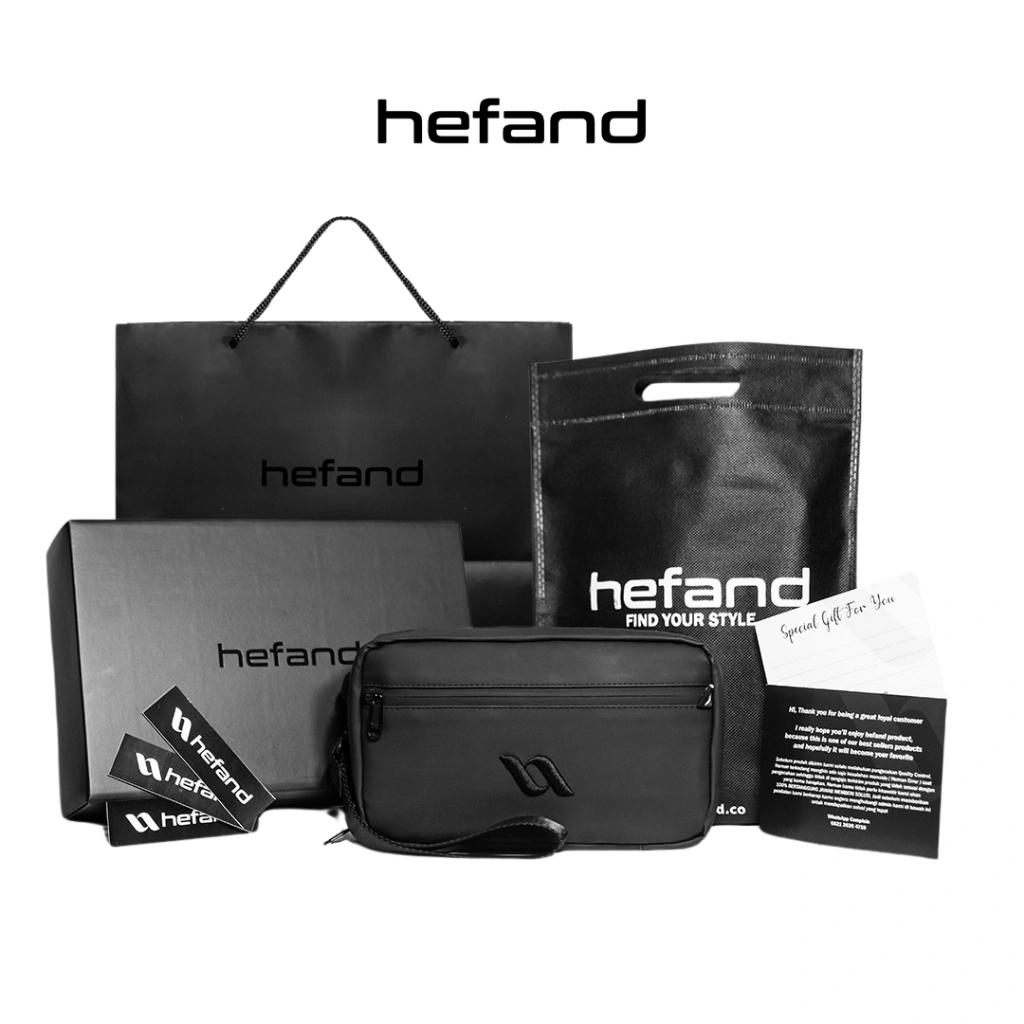 Hefand - Handbag Pria Aero Exclusive + Paperbag Clutch Bag Slingbag Multifungsi Tas Tangan Cowok Waterproof Anti Air