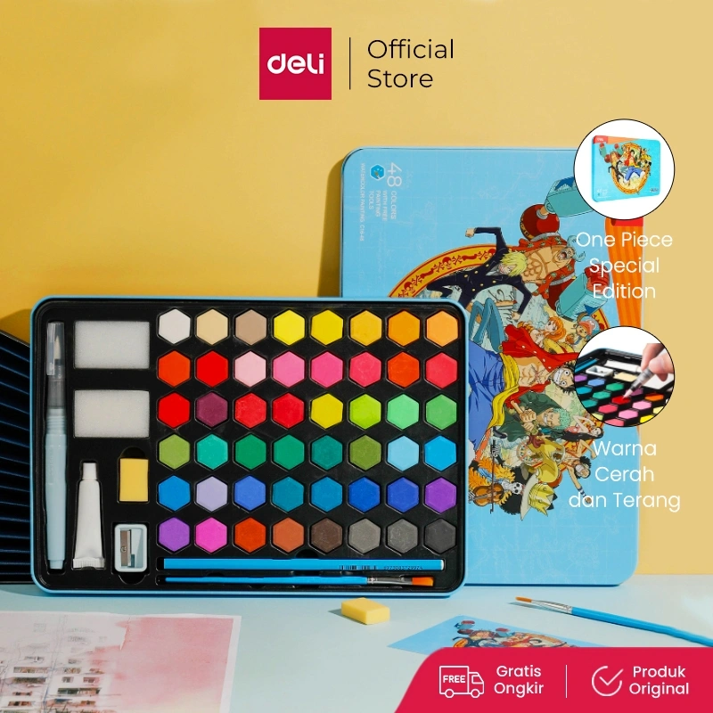 Deli Watercolor Painting / Set Cat Air Padat One Piece Gratis Perlengkapan Melukis CC16-XX