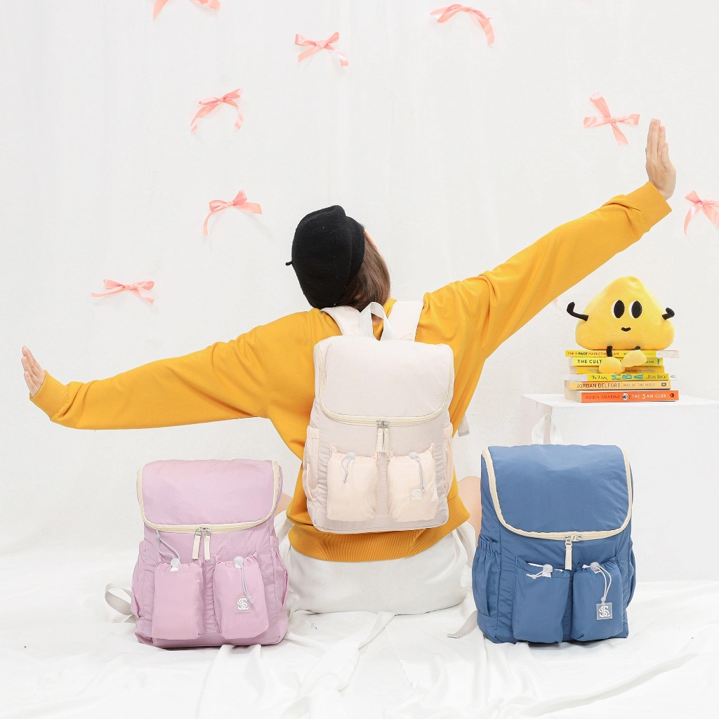 SL.ID Floopy Backpack - Tas Sekolah Kuliah Wanita - Ransel Nylon Crincle