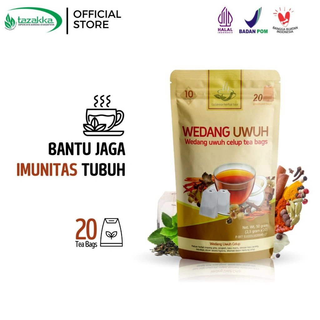 TAZAKKA Wedang Uwuh Komplit Teh Celup Herbal Asli Original Isi 20 Kantong Tea Bag Minuman Kesehatan